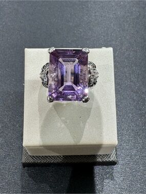 Judith Ripka Amethyst , Sterling Silver and Cubic Zirconia Ring